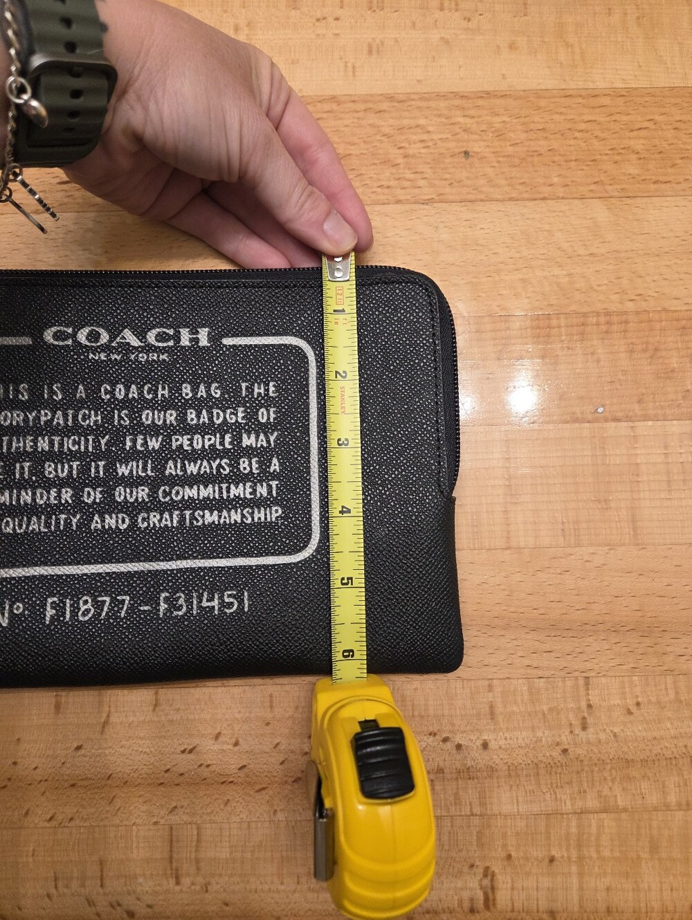Coach Storypatch Pouch/Clutch Black Crossgrain Leather - Picture 8 of 12